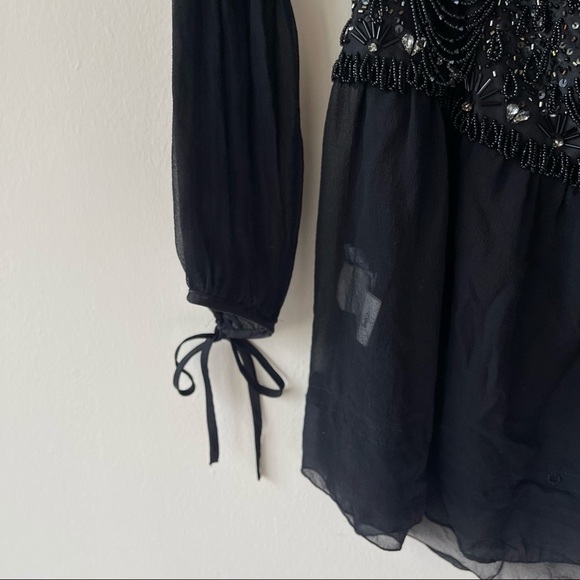 PINKO sheer blouse long sleeve princess waist rhinestone Whimsy goth - Picture 6 of 14